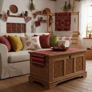 Traditional Ukrainian Embroidered Throw Pillow
