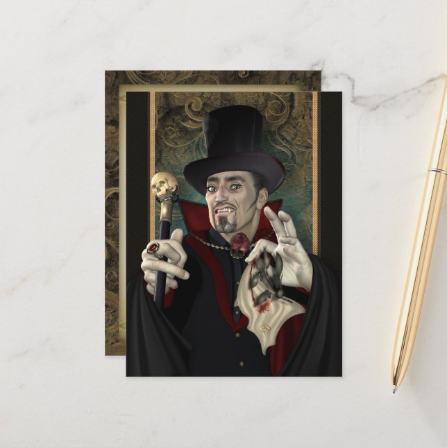 Traditional Vampire Postcard (Front/Back In Situ)