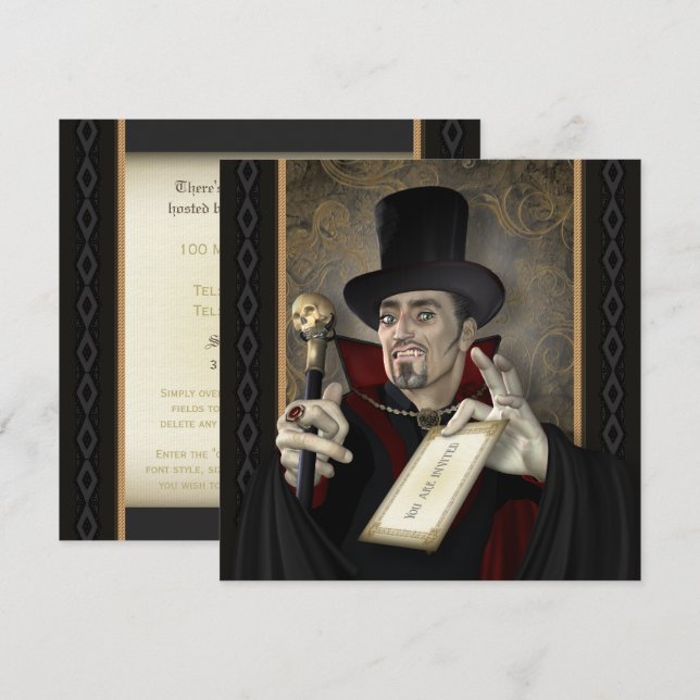 Traditional Vampire Square Party Invitations (Front/Back)