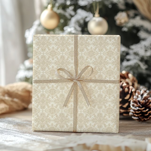 Traditional Vintage Beige Christmas Wrapping Paper (Creator Uploaded)