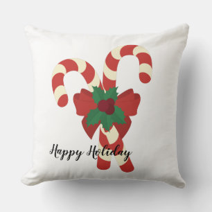 Traditional vintage candy cane red and white xmas  throw pillow