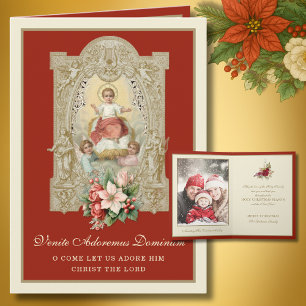 Traditional Vintage Catholic Christmas Photo  Holiday Card