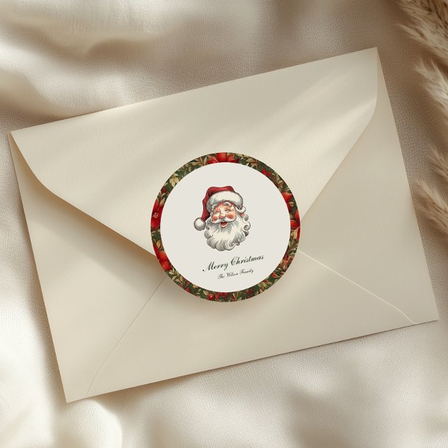 Traditional Vintage Christmas Classic Round Sticker (Creator Uploaded)