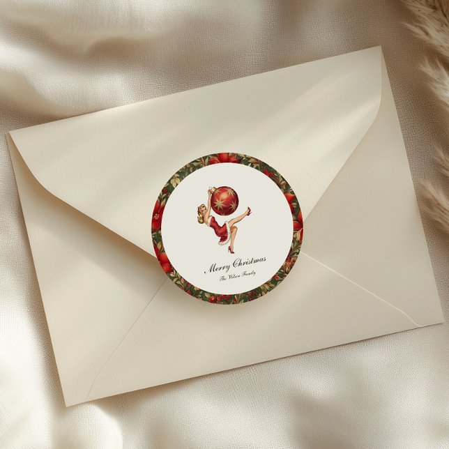 Traditional Vintage Christmas Classic Round Sticker (Creator Uploaded)