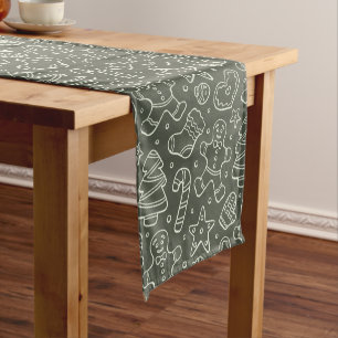 Traditional Vintage Christmas Gingerbread Man Short Table Runner