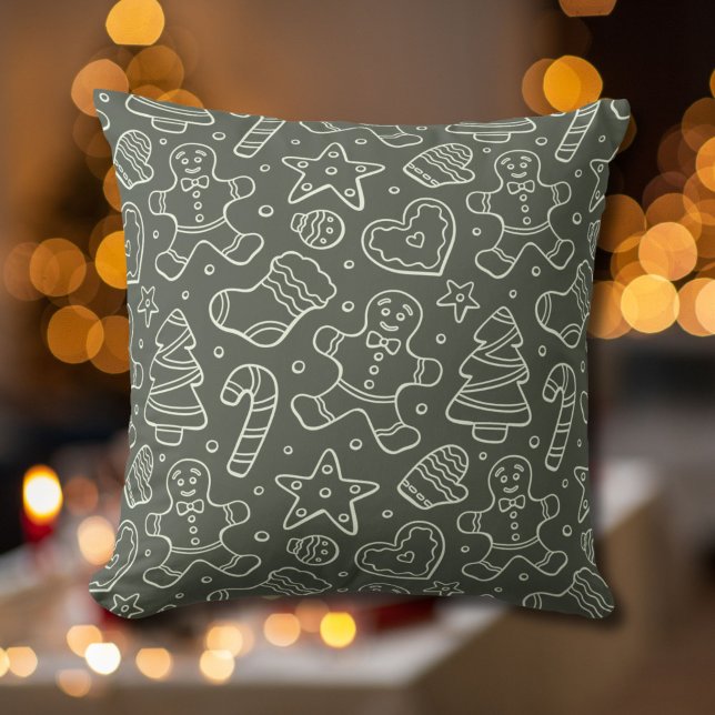 Traditional Vintage Christmas Gingerbread Man Throw Pillow (Creator Uploaded)