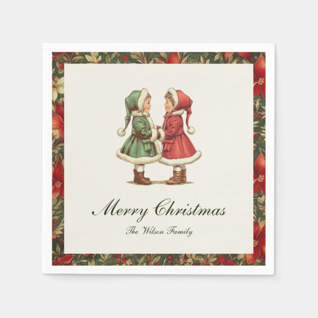 Traditional Vintage Christmas Napkin (Front)