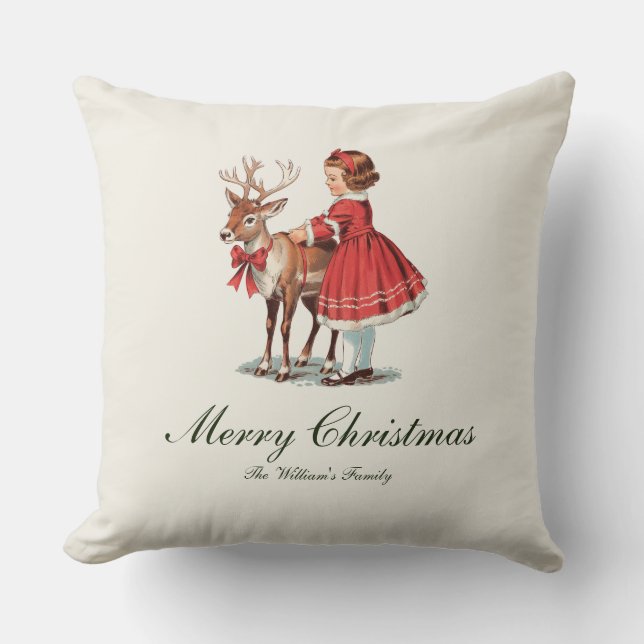 Traditional Vintage Christmas Throw Pillow (Front)