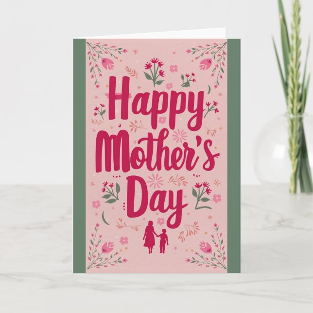 Traditional vintage "Happy Mother's Day" pink Card (Front)