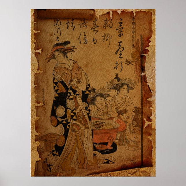Traditional vintage Japanese women portrait  Poster (Front)