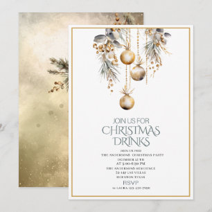 Traditional Watercolor Winter Merry Christmas Invi Invitation