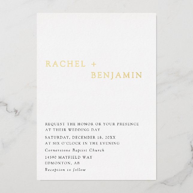 Traditional Wedding Minimalist Gold Foil Elegant (Front)