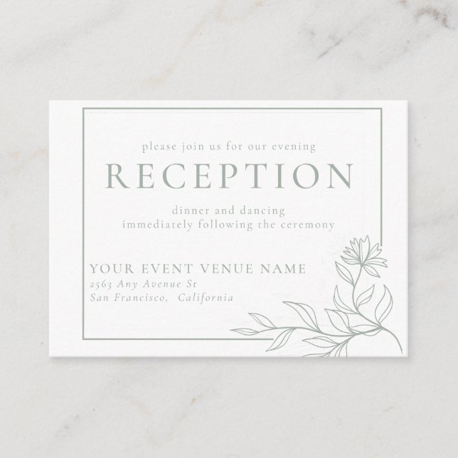 Traditional Wedding Reception Enclosure Card (Front)