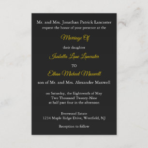 Traditional Wedding with Both Parents Names on Invitation