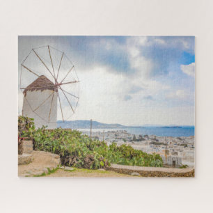 Traditional Windmill Greek Village Mykonos Greece Jigsaw Puzzle