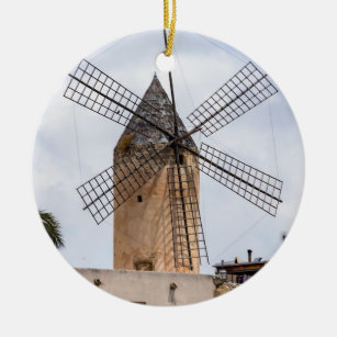 Traditional windmill in Palma de Mallorca - Spain Ceramic Ornament