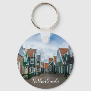 Traditional wooden houses in Marken village Keychain