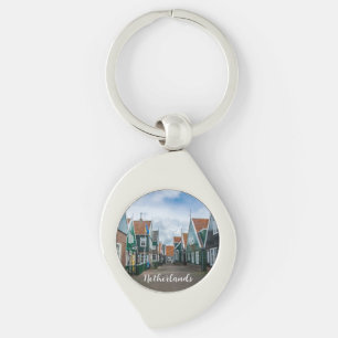 Traditional wooden houses in Marken village Keychain