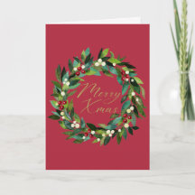Traditional Wreath Tartan Merry Christmas Card
