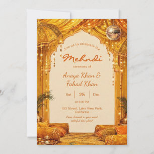 Traditional Yellow Mehndi Desi Sangeet Night Invitation