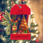 Traditionally Vintage style Christmas tree  Gift Tags<br><div class="desc">This Gift Tag features a traditionally Christmas decorated room with Christmas tree,  fireplace,  gifts and many beautiful details in classic green,  red and gold colours. Celebrate christmas with your loved ones (family,  friends,  colleagues) with this beautiful Gift Tags! Customizable!  Designed with AI based on my idea.</div>