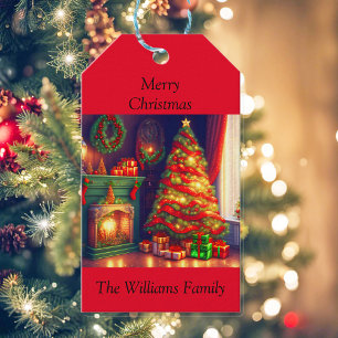 Traditionally Vintage style Christmas tree  Gift Tags