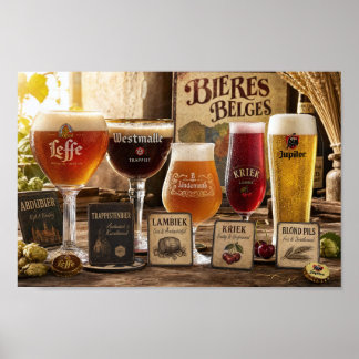 Traditions de la bière belge et affiche de dégusta