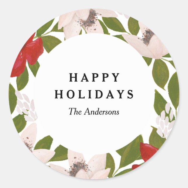 Traditions Floral Holiday Sticker (Front)