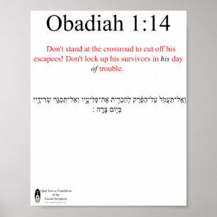 Traduction Open Source Obadiah 1:14 Affiche