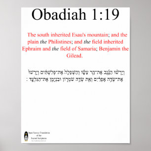 Traduction Open Source Obadiah 1:19 Affiche