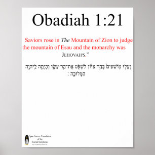 Traduction Open Source Obadiah 1:21 Affiche