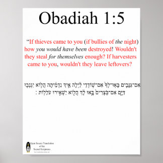 Traduction Open Source Obadiah 1:5 Affiche