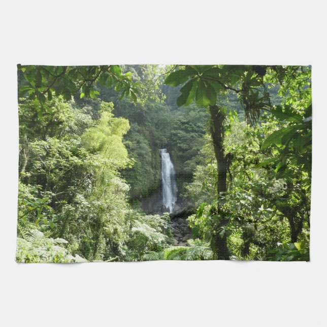 Trafalgar Falls Tropical Rainforest Photography Kitchen Towel (Horizontal)