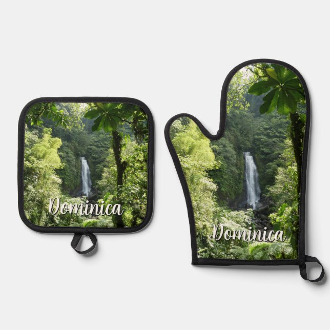 Trafalgar Falls Tropical Rainforest Photography Oven Mitt & Pot Holder Set (Front)