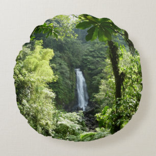 Trafalgar Falls Tropical Rainforest Photography Round Pillow