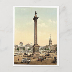Trafalgar Square and National Gallery, London, Eng Postcard