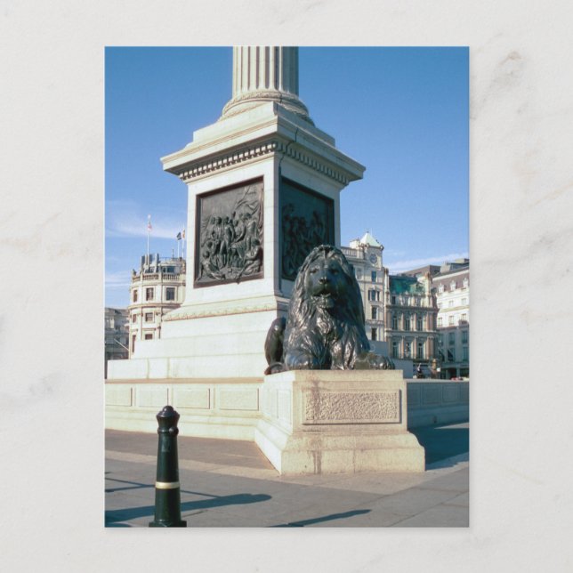 Trafalgar Square Lion, London UK Postcard (Front)