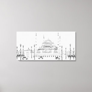 Traffic by mosque canvas print