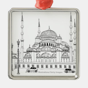 Traffic by mosque metal ornament