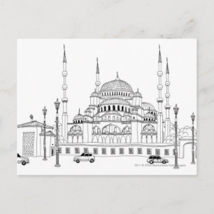 Traffic by mosque postcard