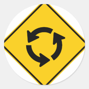 Traffic Circle Highway Sign Classic Round Sticker