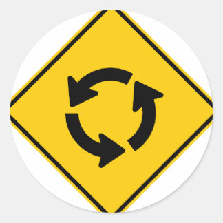 Traffic Circle Highway Sign Classic Round Sticker