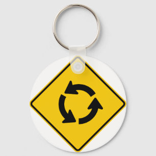 Traffic Circle Highway Sign Keychain