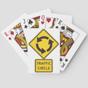 Traffic Circle Road Sign Playing Cards