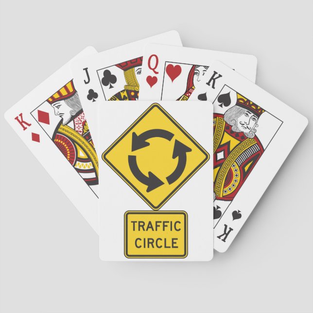 Traffic Circle Road Sign Playing Cards (Back)