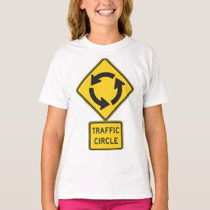 Traffic Circle Road Sign Yellow Diamond T-Shirt