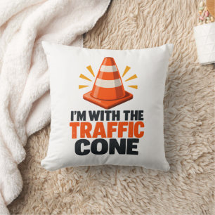 Traffic cone I'm with the traffic cone humour Throw Pillow