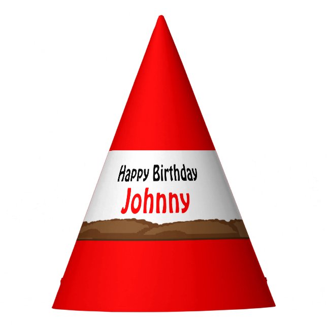 Traffic Cone Truck & Digger Birthday Party Hat (Front)