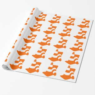Traffic cone two safety pylons wrapping paper