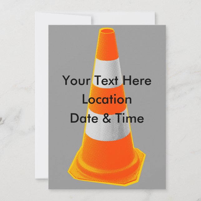 Traffic Cone with Grey Stripes Invitation (Front)